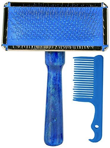 Trixie Slicker Brush With Brush Cleaner  Gentle Detangling, Removes Loose Hair, Wooden Handle  Ideal For Dogs & Cats  13 X 9 