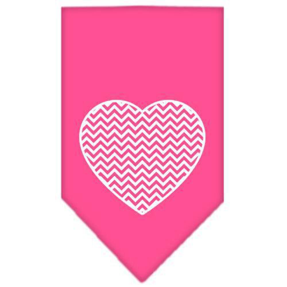 Pet and Dog Bandana Screen Printed, "Chevron Heart" Turquoise Small