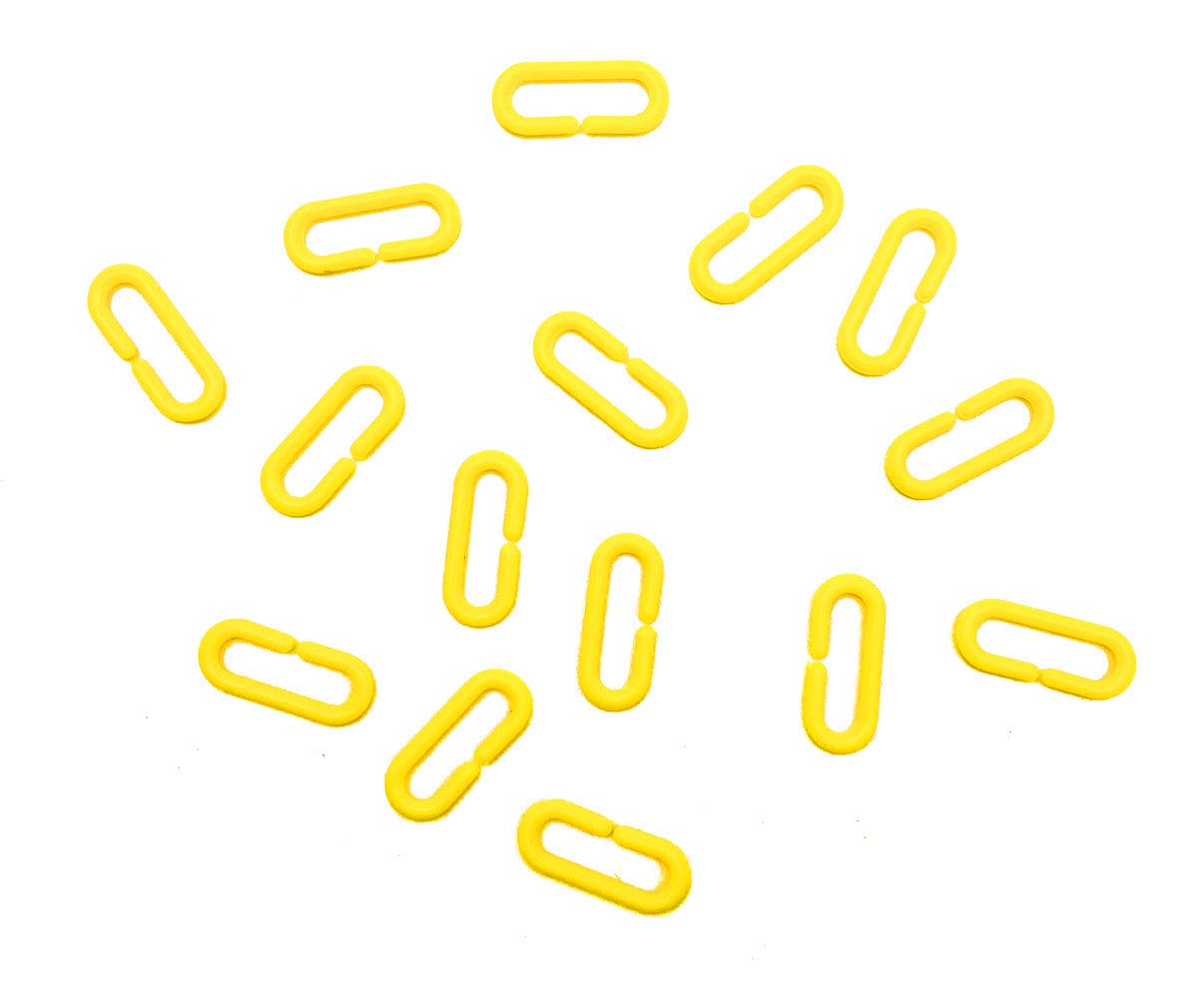 Hyamass 200Pcs Yellow C-Clips Chains Hooks Plastic Chain Links C-Links Children'S Learning Toy Sugar Glider For Parakeets,Small Pet Rat Parrot Bird Toy Cage Swing Climbing Cage Toys