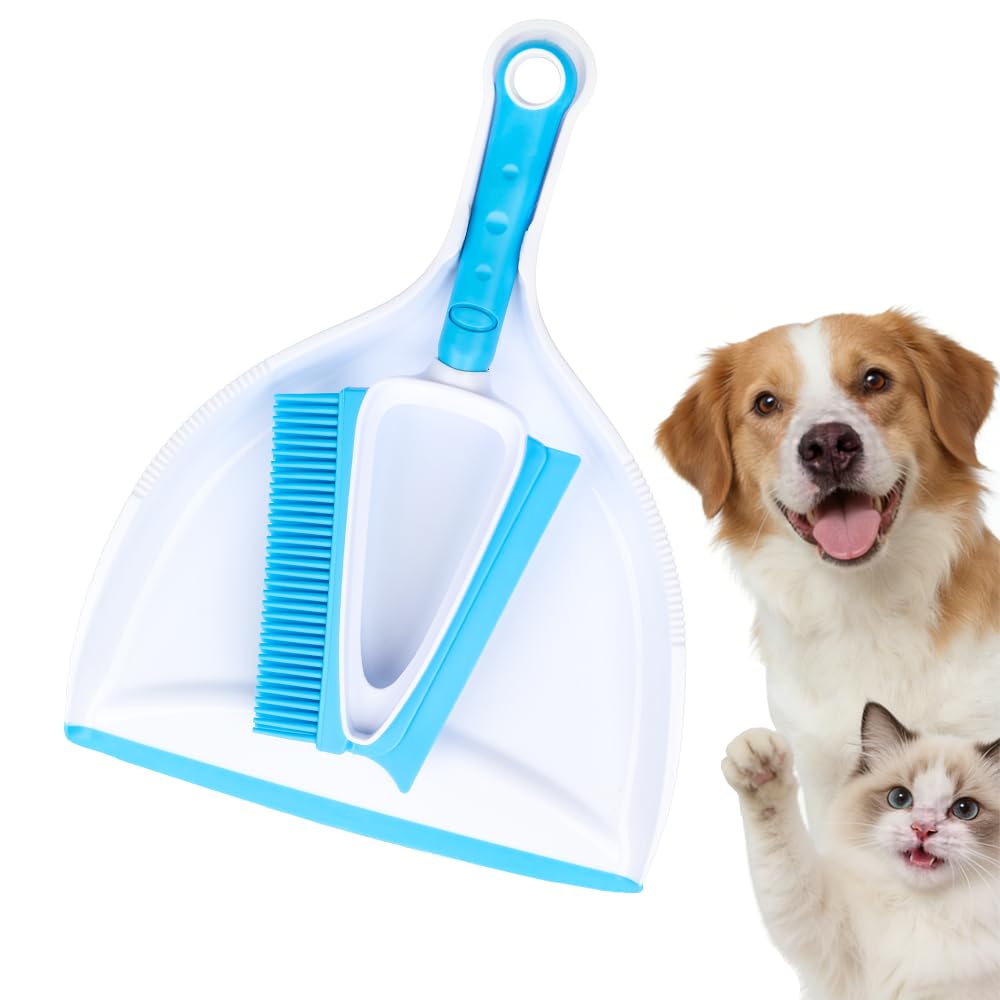 Pet Rubber Brush With Mini Dustpan,Dog Cat Hair Removal Brush With Squeegee,Portable Small Carpet Brush For Clothes,Cars,Sofa,Be