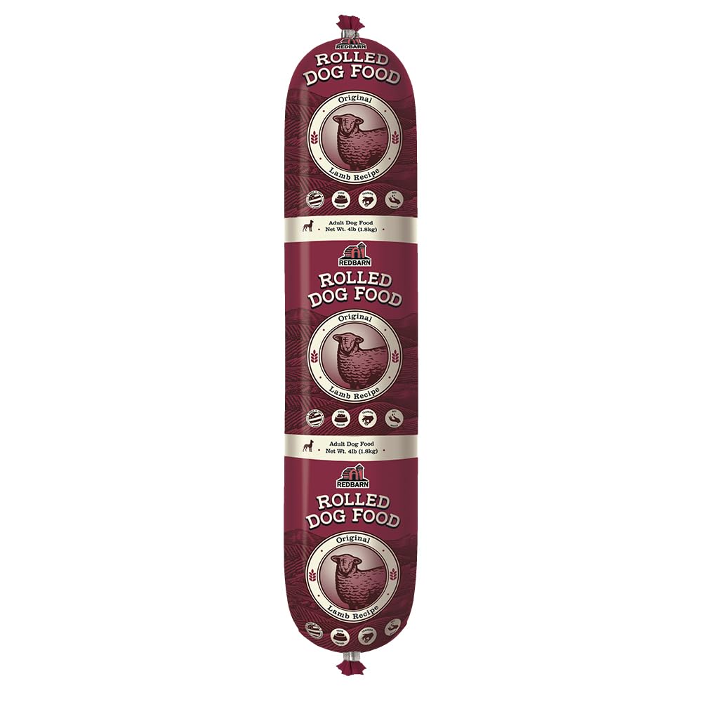 Redbarn All-Natural Premium Rolled Dog Food, Lamb Recipe - Soft Semi-Moist Wet Formula for High Protein Diet, Training Rewards, 