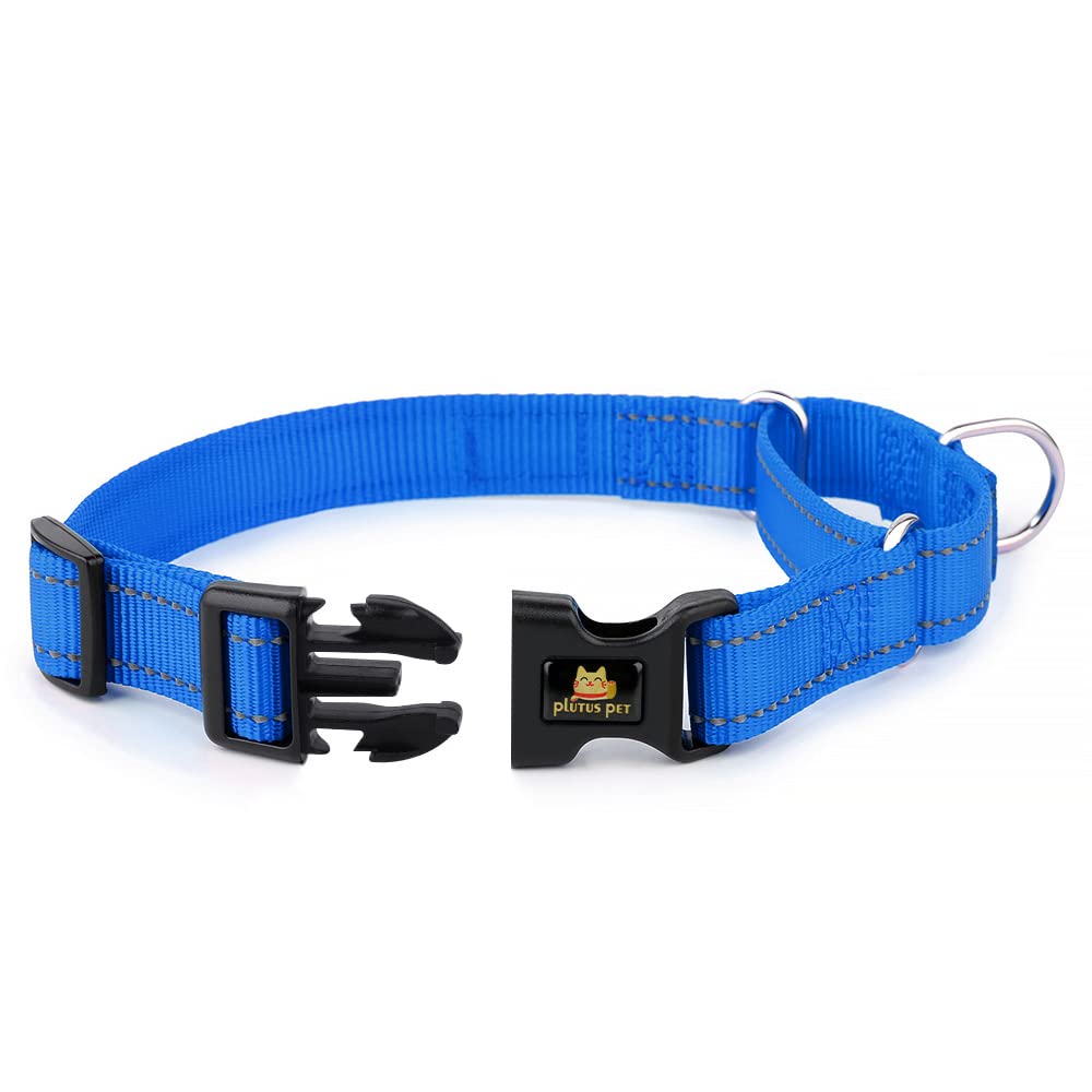 Plutus Pet Reflective Martingale Collar With Buckle - Durable And Adjustable Training Collar For No Pulling, Dog Choker Collar For Small Medium Large Dogs, Navy Blue, M
