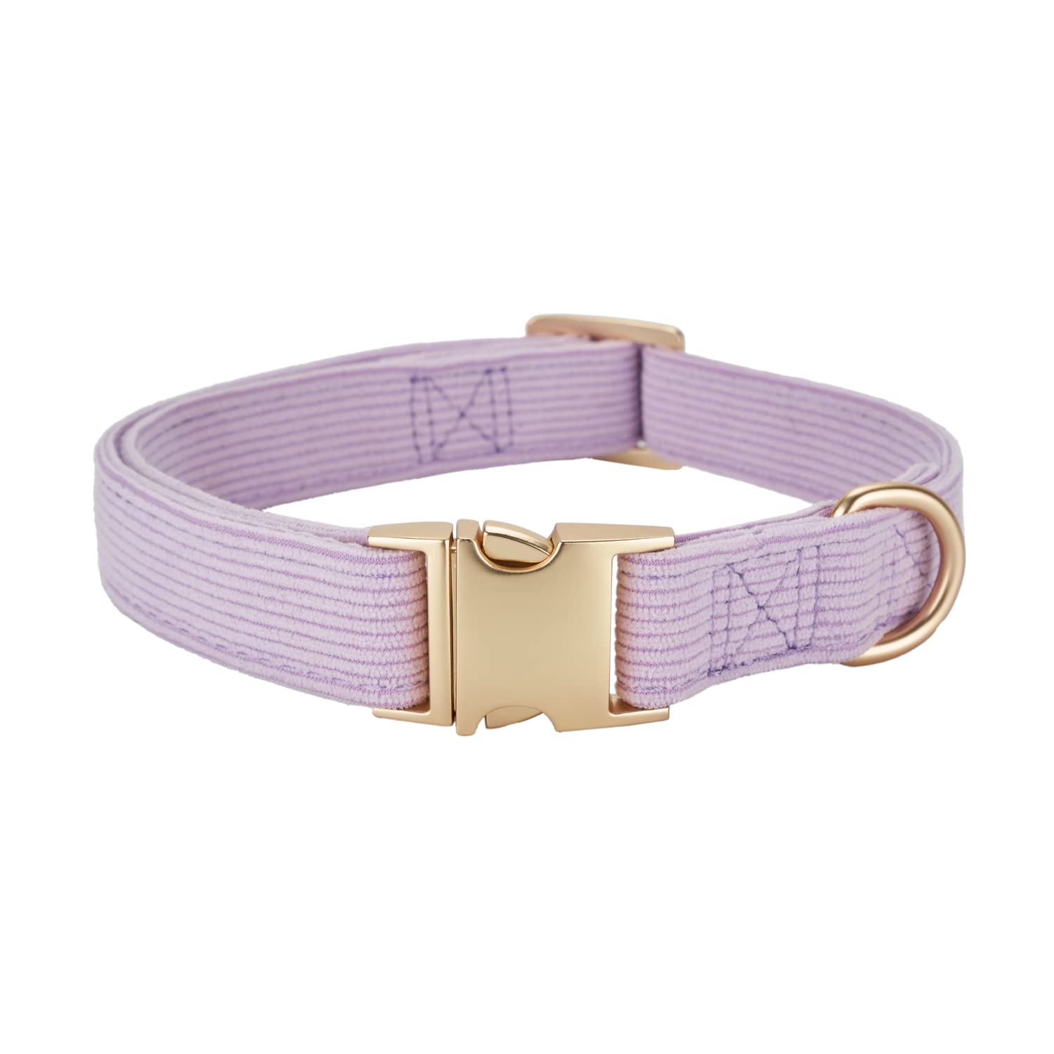 YUDOTE Soft Cotton Dog Collar with Metal Buckle Adjustable Heavy Duty Comfy Corduroy Collars for Small Medium Large Dogs,Lilac,S