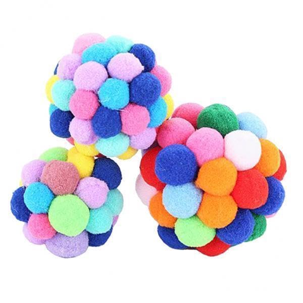 Myaddiction 3Xpet Kitten Colorful Ball Toys Cat Catch Exercise Interactive Play Toys S