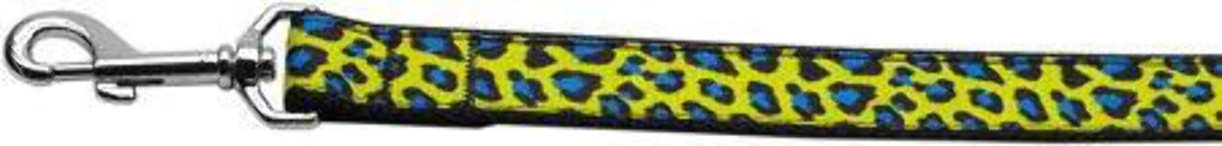 Pet Dog & Cat Nylon Collar or Leash, "Blue and Yellow Leopard Print" 3/8" w x 4 ft. leash