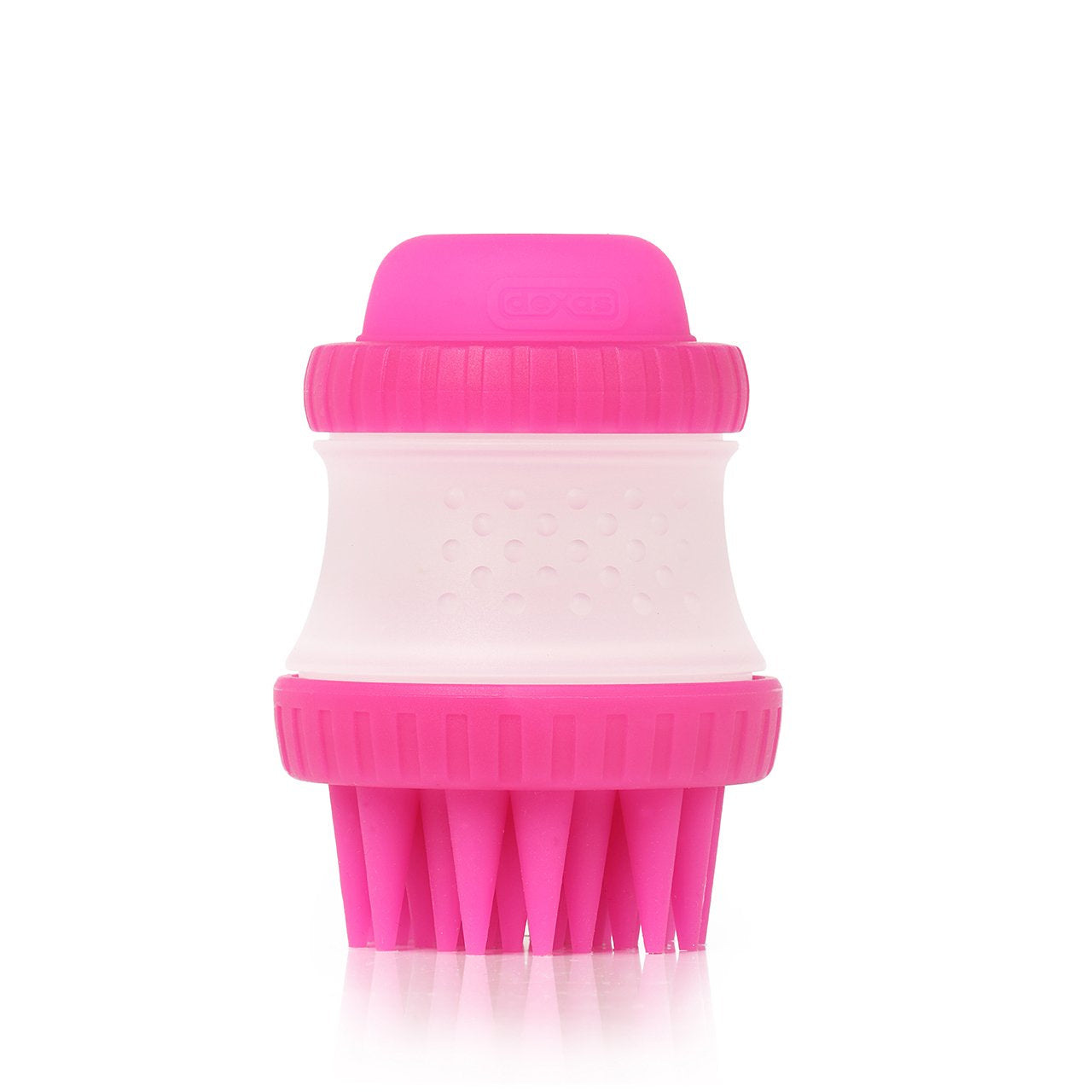 Dexas Scrubbuster Silicone Dog Washing Brush With Built-In Shampoo Reservoir, Pink