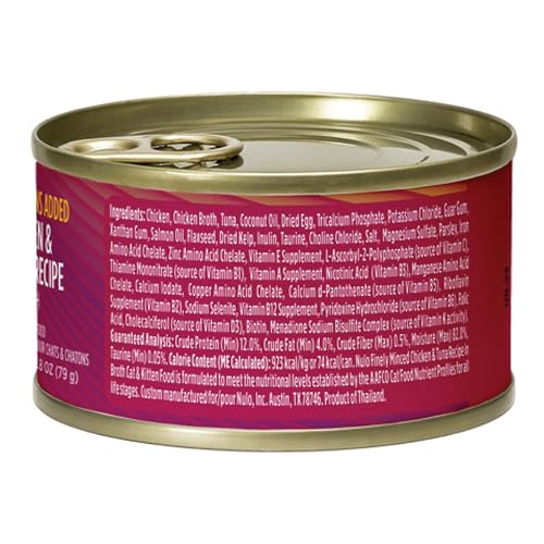 Nulo Finely Minced Chicken & Tuna Wet Canned Cat Food, 2.8 Ounce (Pack of 12)
