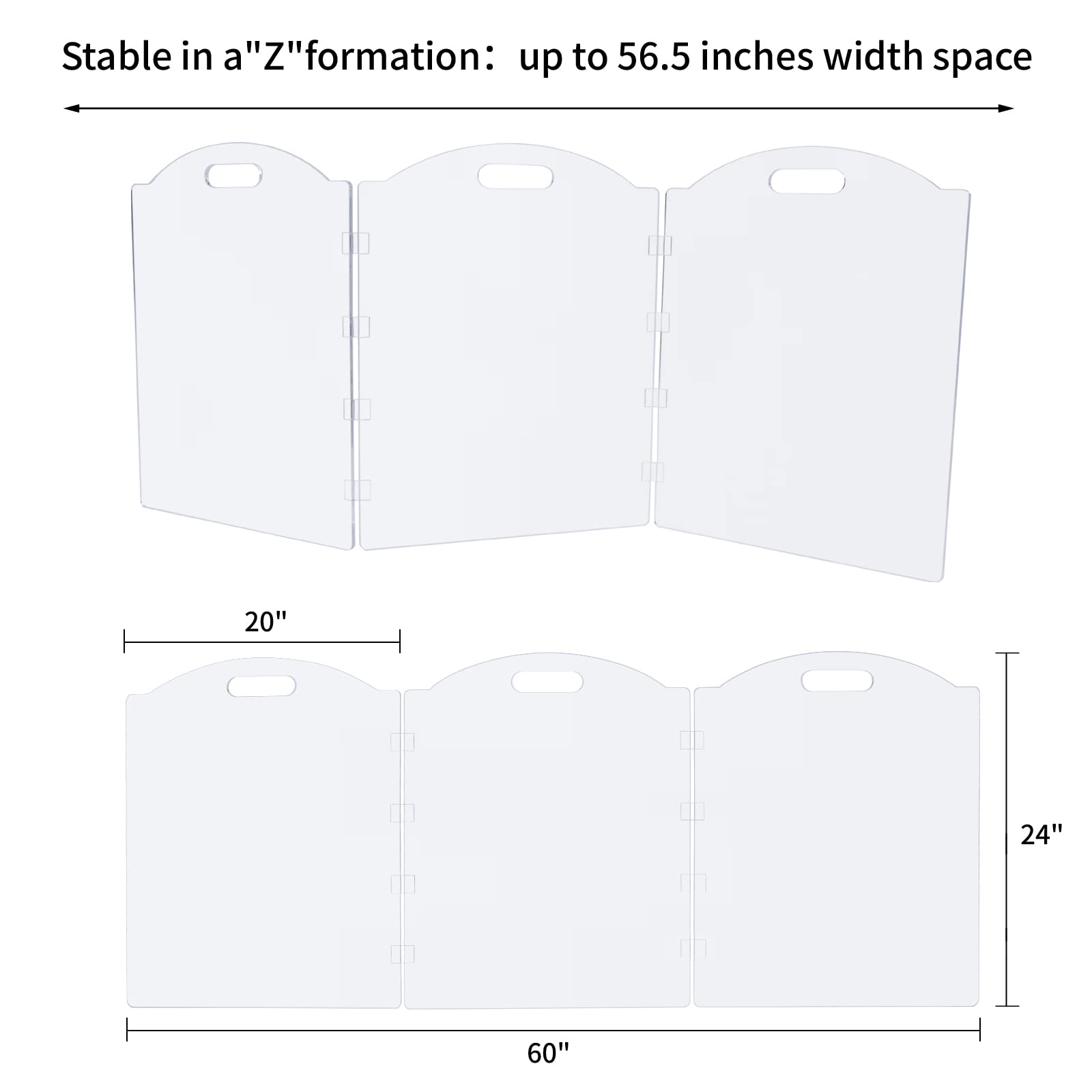 Feoyoho Clear Acrylic 3-Panel Freestanding Dog Gate - 60''W x 24''H, Folding Barrier for Indoor Use, Ideal for Dogs and Cats