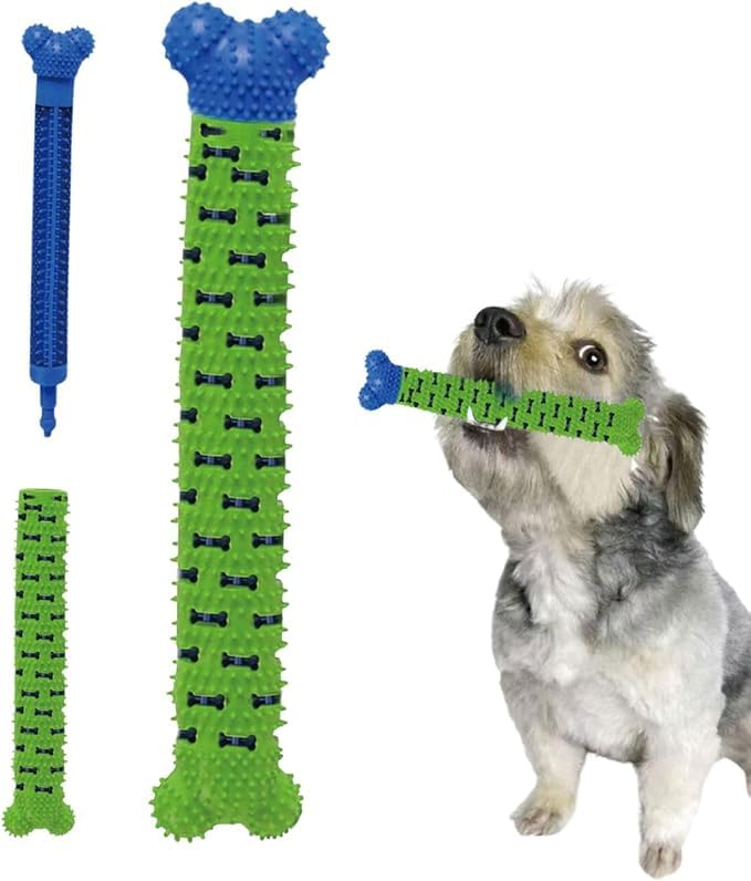 Petvogue Dog Toothbrush Toy Brush,Cleaning Dental Care Natural Rubber Tough Durable, Dog Chew Toys, Dog Toys For Small Medium An