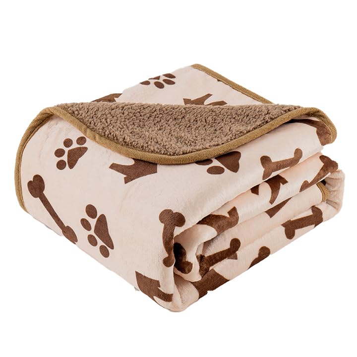 CAPT.SNOOZE Waterproof Dog Blankets Pet Blanket 60x80, Soft Fluffy Sofa Car Bed Protector, Reversible Sherpa Fleece Dog Blanket 