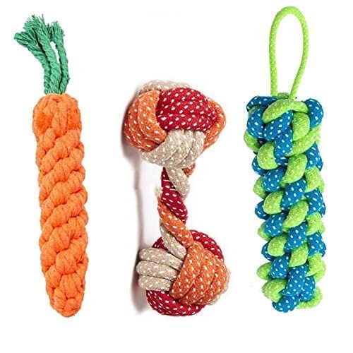 Rvpaws Rope Toys For Dogs, Puppy Chew Teething Rope Toys Set Of 3 Durable Cotton Dog Toys For Playing And Teeth Cleaning Trainin