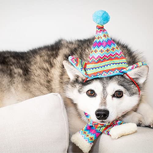 Huxley & Kent Pet Hat | Toboggan Fairisle (Medium) | Fun Christmas Holiday Hat For Dogs/Cats | Cute, Comfortable And Fun | Snugf