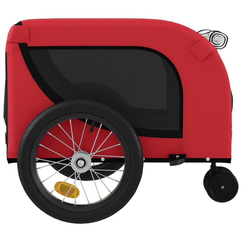 vidaXL Pet Bike Trailer - Red/Black, Oxford Fabric/Iron Frame, 49.2"x24.8"x26", 99.2 lb Capacity