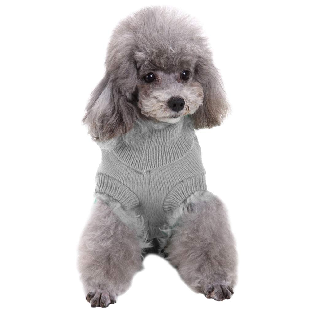 Chborchicen Small Dog Sweaters Knitted Pet Cat Warm Dog Sweatshirt Winter Clothes Kitten Puppy Sweater (Small, Grey)