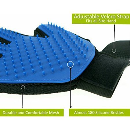 Mr. Peanut's Pet Grooming Glove Brush and Deshedding Aid - 259 Silicone Pins for More Effective Grooming, Pet Hair Remover Mitt