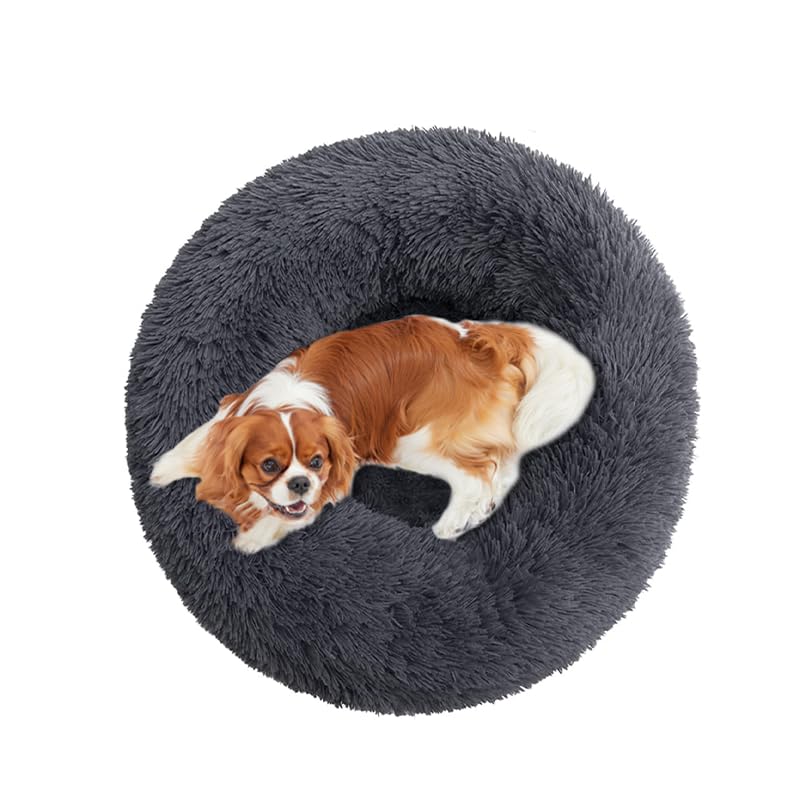Round Dog Bed Fluffy Cat Bed Small Dog Bed Pet Bed Calming Donut Cat Bed Round Puppy Bed Calming Pet Bed Suit For 8Kg Dog And Ca