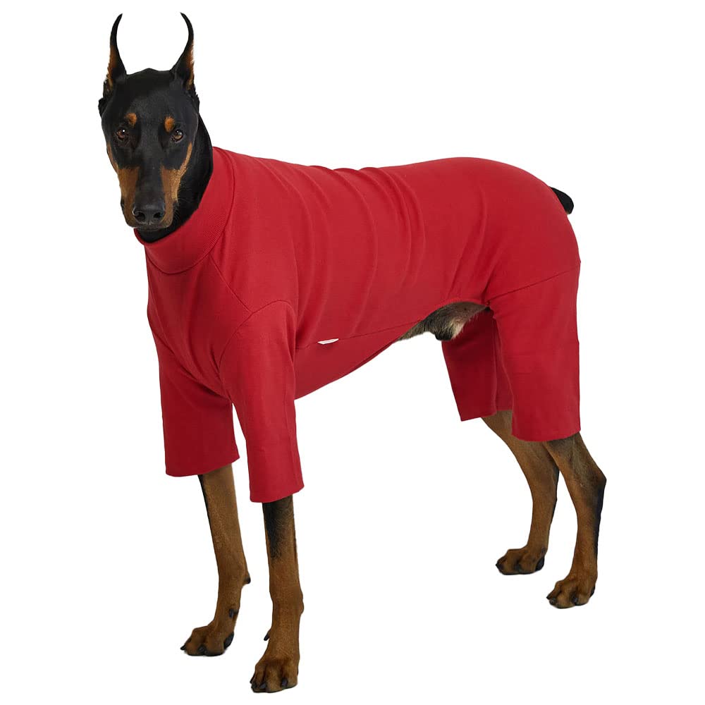 Lucky Petter Small Dog Pajamas Basic Onesie Doggie Jammies Stretchable Dog Jumpsuit Bodysuit Pjs (5X-Large, Basic Red)