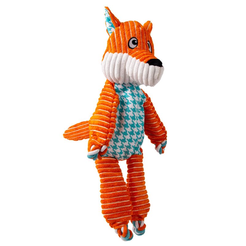 KONG Floppy Knots - Durable No-Stuffing Squeaky Rope & Plush Dog Toy - for Teething, Playing (Fox, Extra Large)
