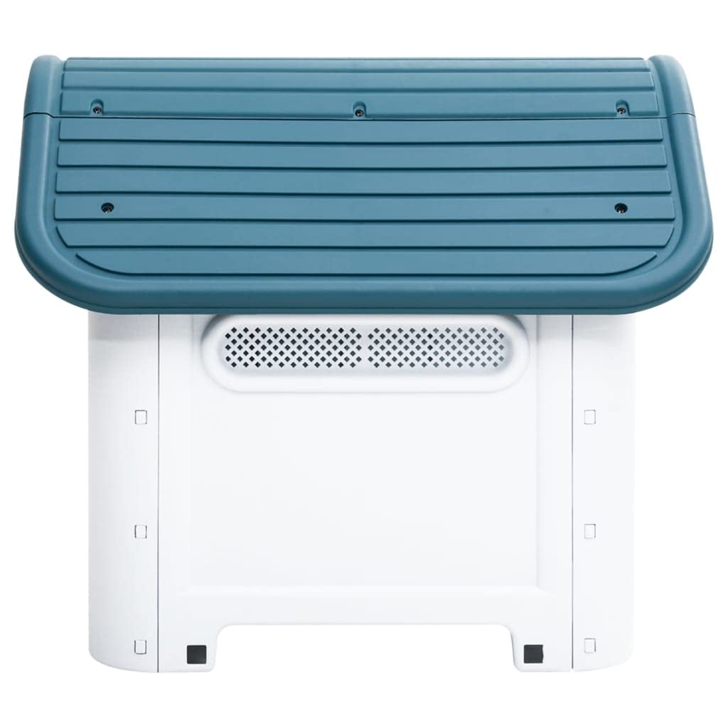 vidaXL Dog House - Blue, Polypropylene Dog Kennel with Raised Floor and Ventilated Design, Outdoor Use, Dimensions 23.2x29.5x26