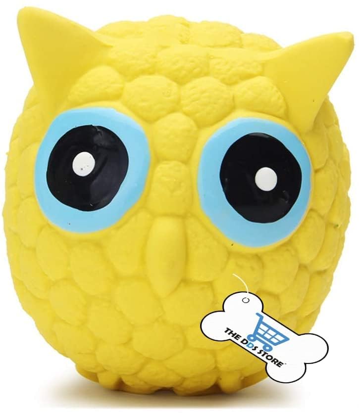 THE DDS STORE Dog Squeak Toy Latex Puppy Play Owl Ball Dog Toy, Interactive Toy for Play & Training1 Piece (1556S)