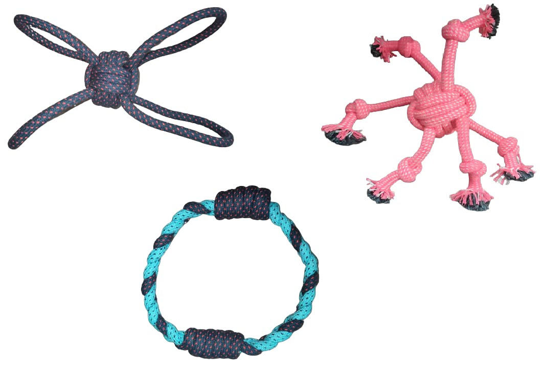 Dog Trust Crazy Ball Small Knotted Cotton Rope Toys For Teeth Cleaning And Chewing, Small & Medium Dog/Cat/Puppy (Multicolour).