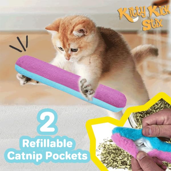 Kitty Kick Stix 10'' Catnip Kicker Toy (Set Of 2), Fun Catnip Toy, Interactive Natural Cat & Kitten Toy, Packed With 100% Potent