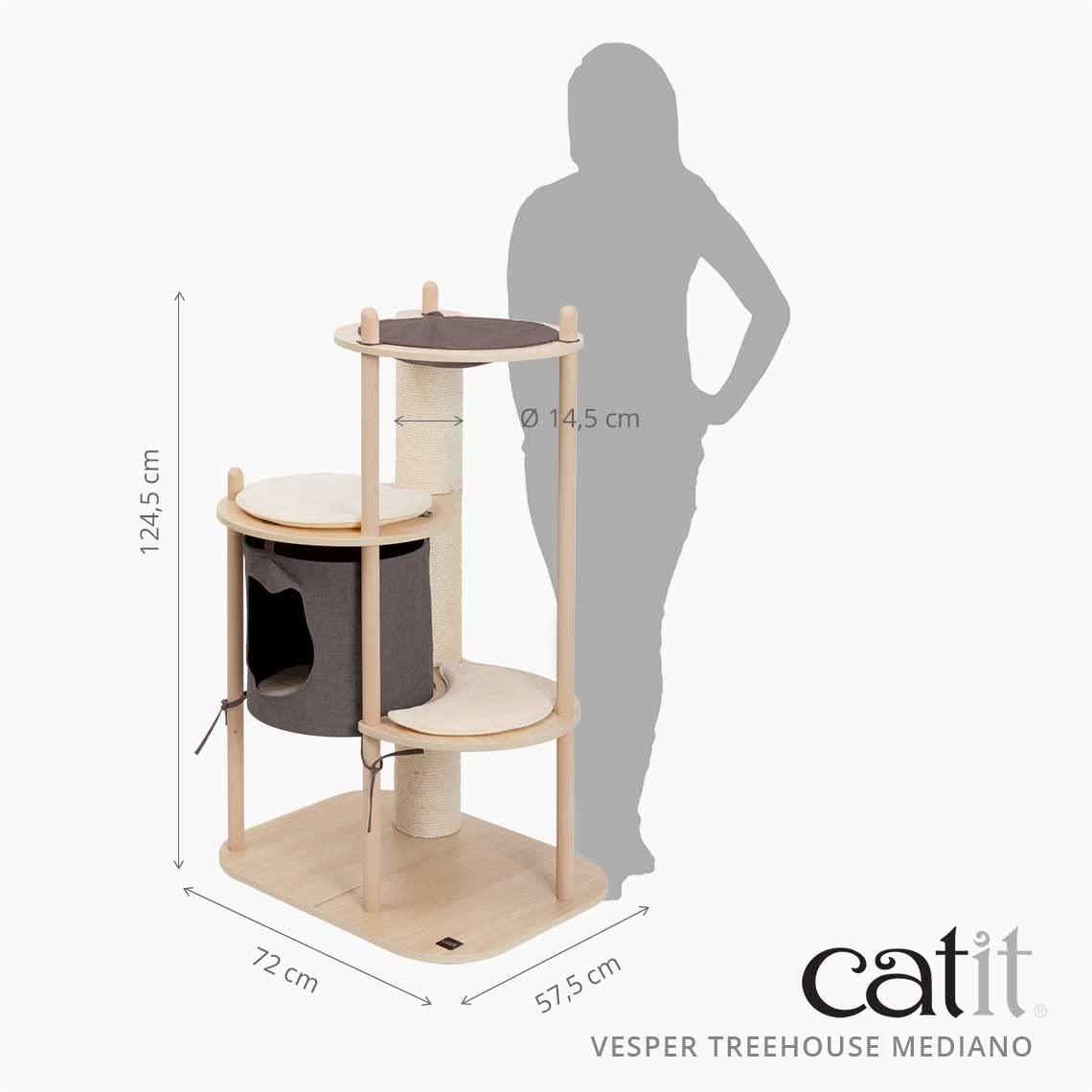 Catit Cat Tree Furniture, Medium Oak Vesper Treehouse, Engineered Wood, Model 52116