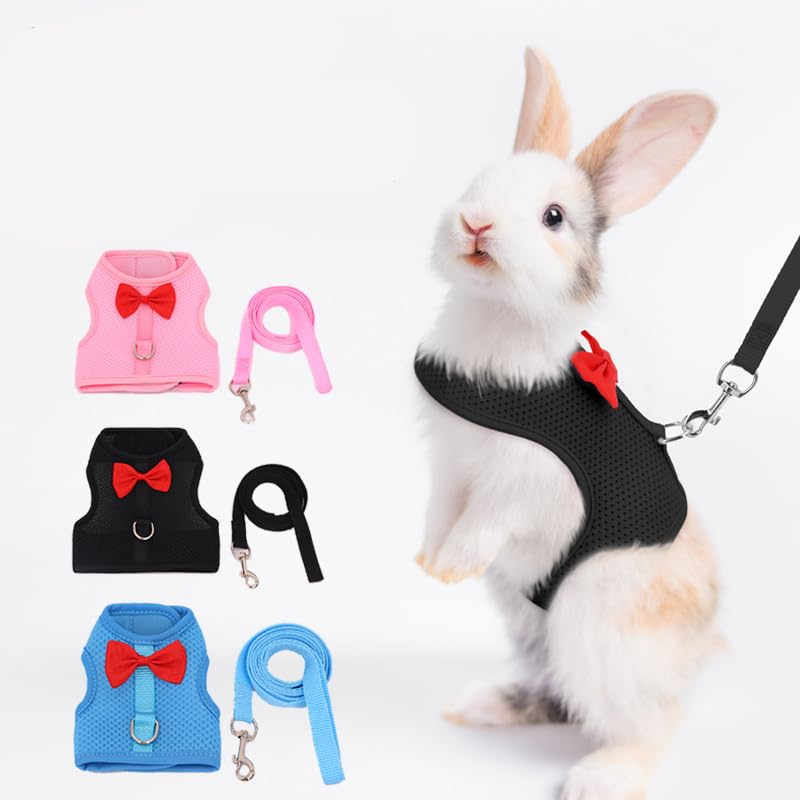Rabbit Harness And Leash Set For Walking Escape Proof, Mesh Breathable Adjustable Rabbit Leash Camping Hiking Training For Ferre