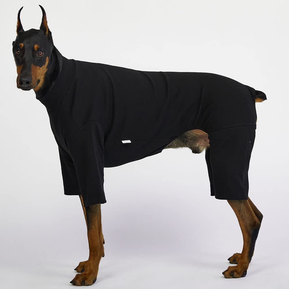 Lucky Petter Small Dog Pajamas Basic Onesie Doggie Jammies Stretchable Dog Jumpsuit Bodysuit Pjs (3X-Large, Basic Black)