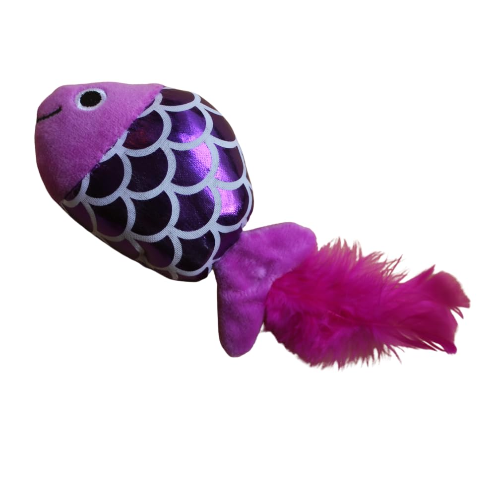 Gishiki Strong Catnip Infused Fish Plush Cat Toy, Silver Scale Pattern, Interactive Cat Hunting, Stress Relief Pet Toy, Nature I
