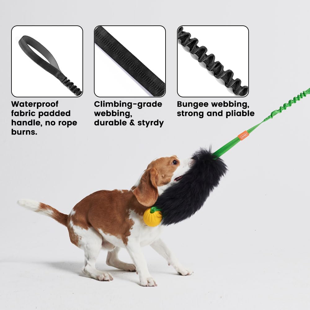 Howgo Dog Rope Toy,Dog Bungee Chaser Toy 100% Sheepskin,Sheep Smell Tug Toy For All Breeds (Purple, Short Without Ball)