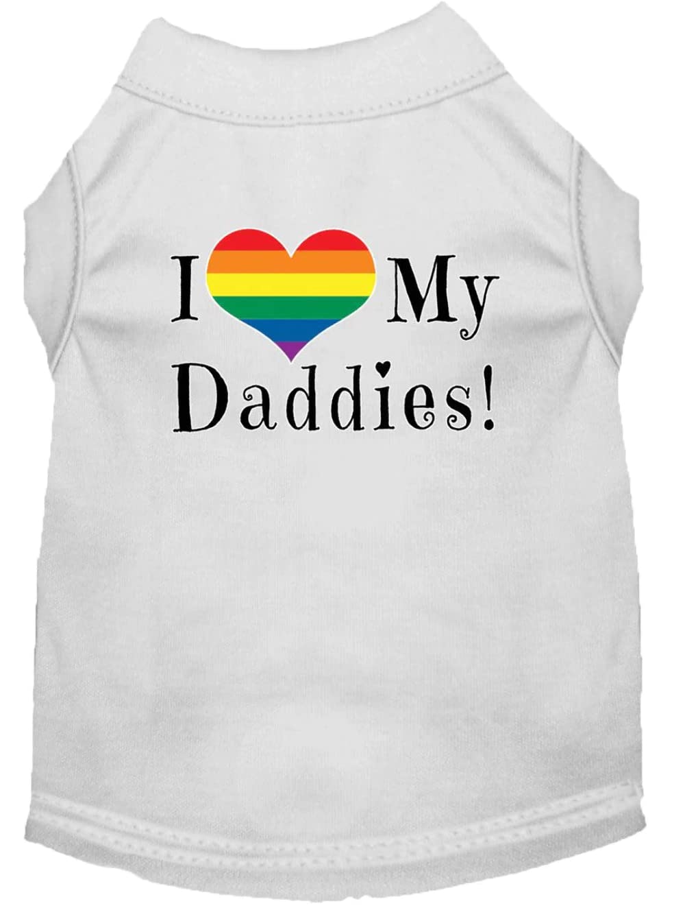 Pet Dog & Cat Shirt Screen Printed, "I Heart My Daddies" Aqua XS (0-3 lbs.)