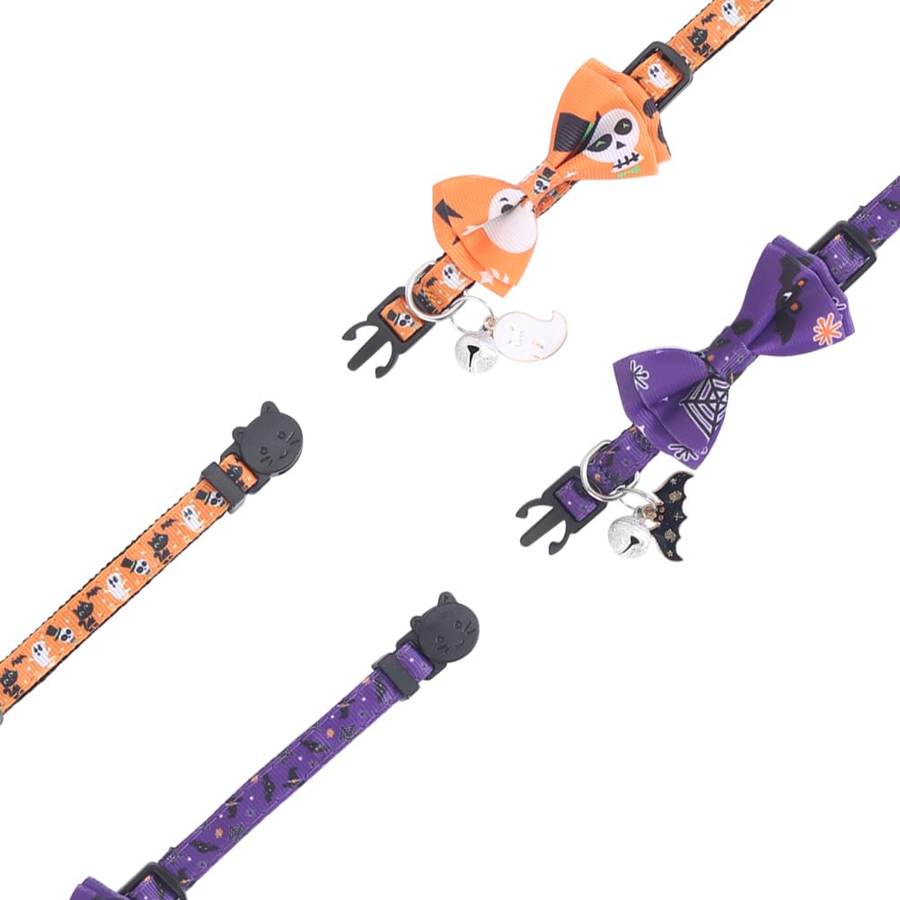 Halloween Cat Collar Breakaway With Cute Bow Tie And Bell For Kitty Adjustable Safety