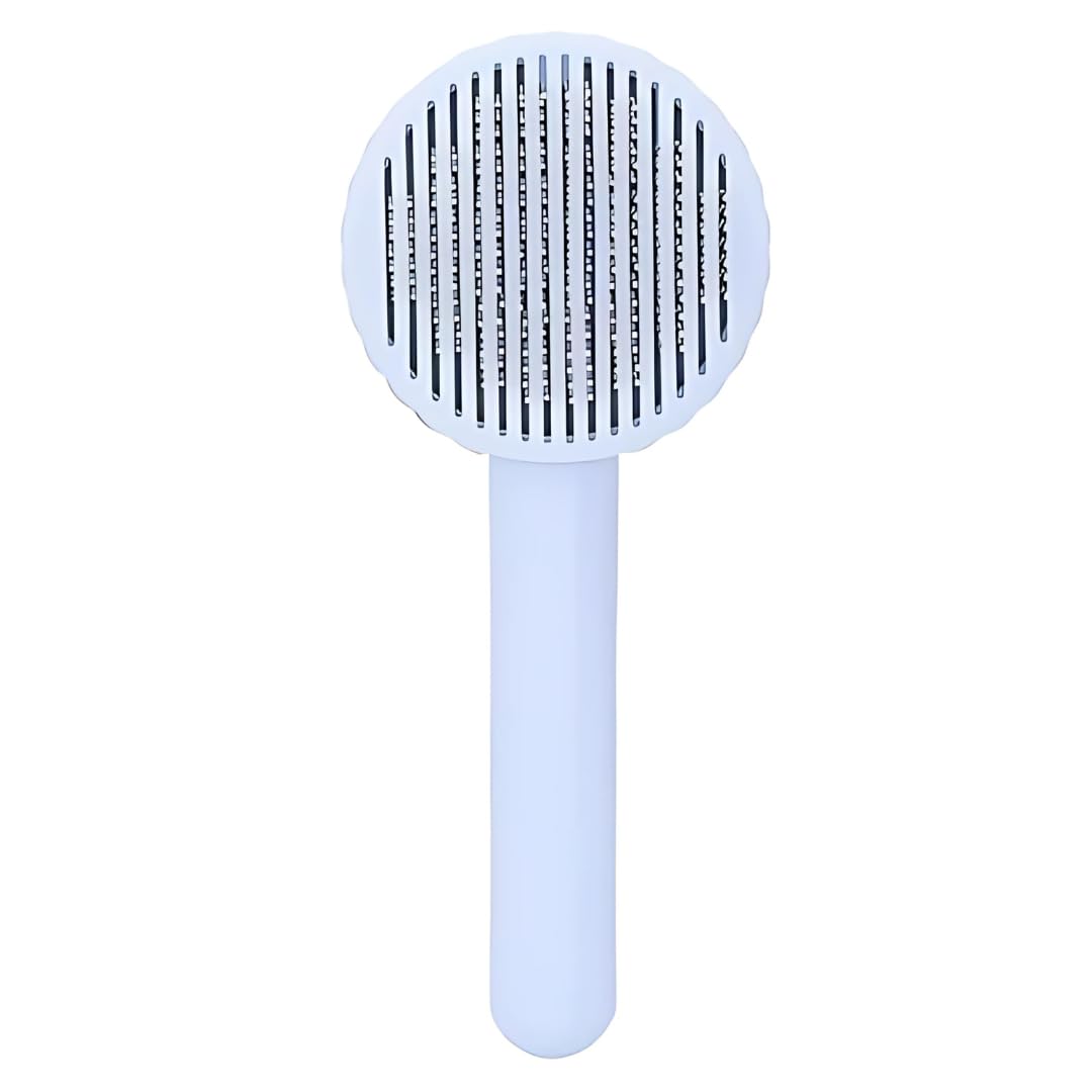 Pet Fun White Slicker Grooming Brush For Dogs & Cats | Detangles, Reduces Shedding & Matting | Bristles With Comfort Grip | Idea