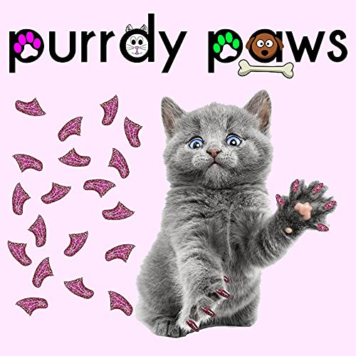 Purrdy Paws 100 Pack Soft Nail Caps For Cat Claws Royal Pink Glitter Medium