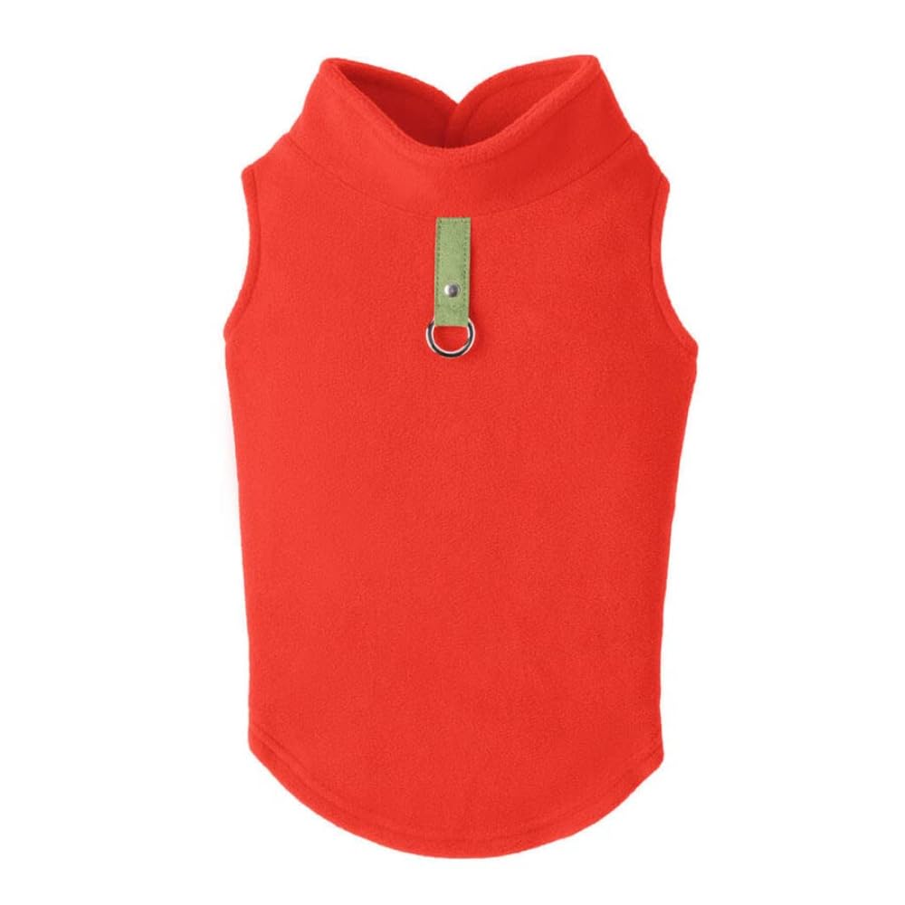 Gooby - Fleece Vest, Small Dog Pullover Fleece Jacket With Leash Ring, Pumpkin, X-Large