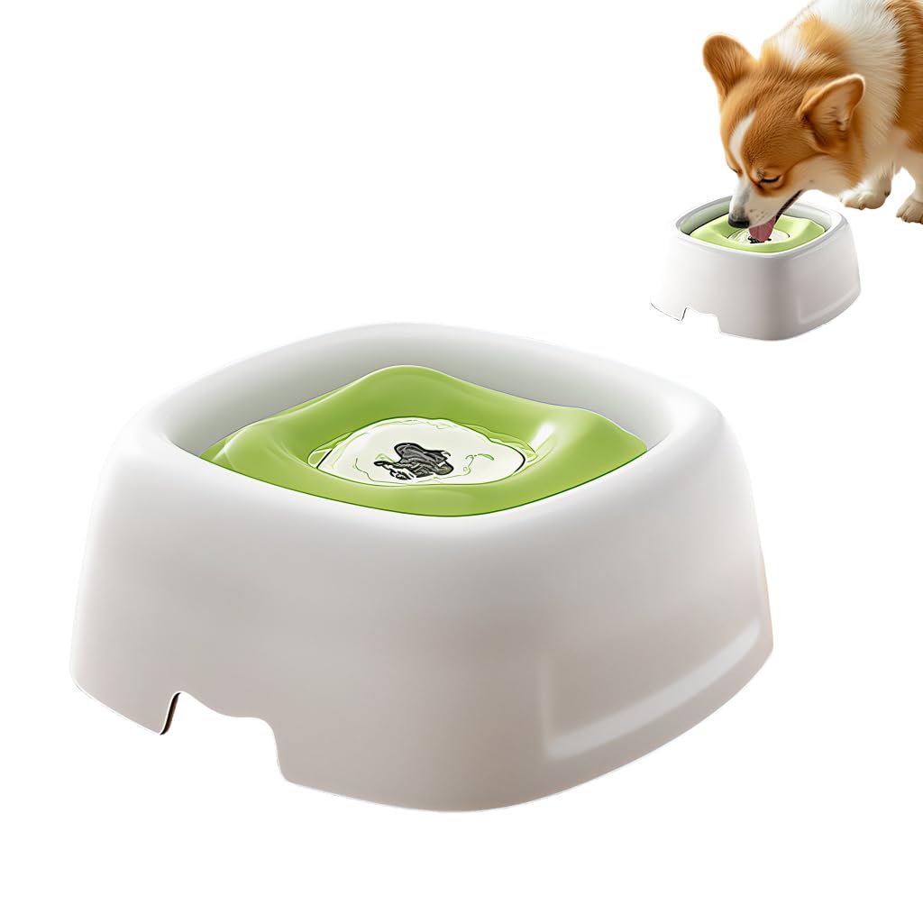 Qpets Spill Proof Pet Water Bowl With Floating Disk Slow No Spill Water Bowl For Home Travel And Outdoor Use