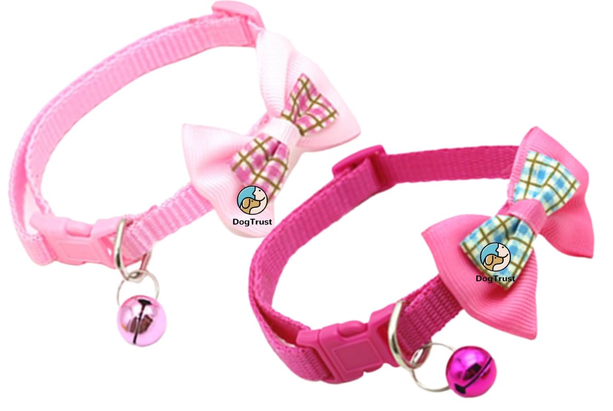 Dog Trust 2 Pcs Bow Tie For Dogs, Puppies, Cats, And Kittens. Dog Bow/Cat Bow/Dog Collar. Size Small, Patter Checkred