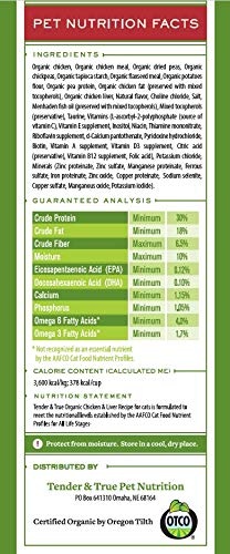 Tender & True Organic Chicken & Liver Recipe Cat Food, 7 lb