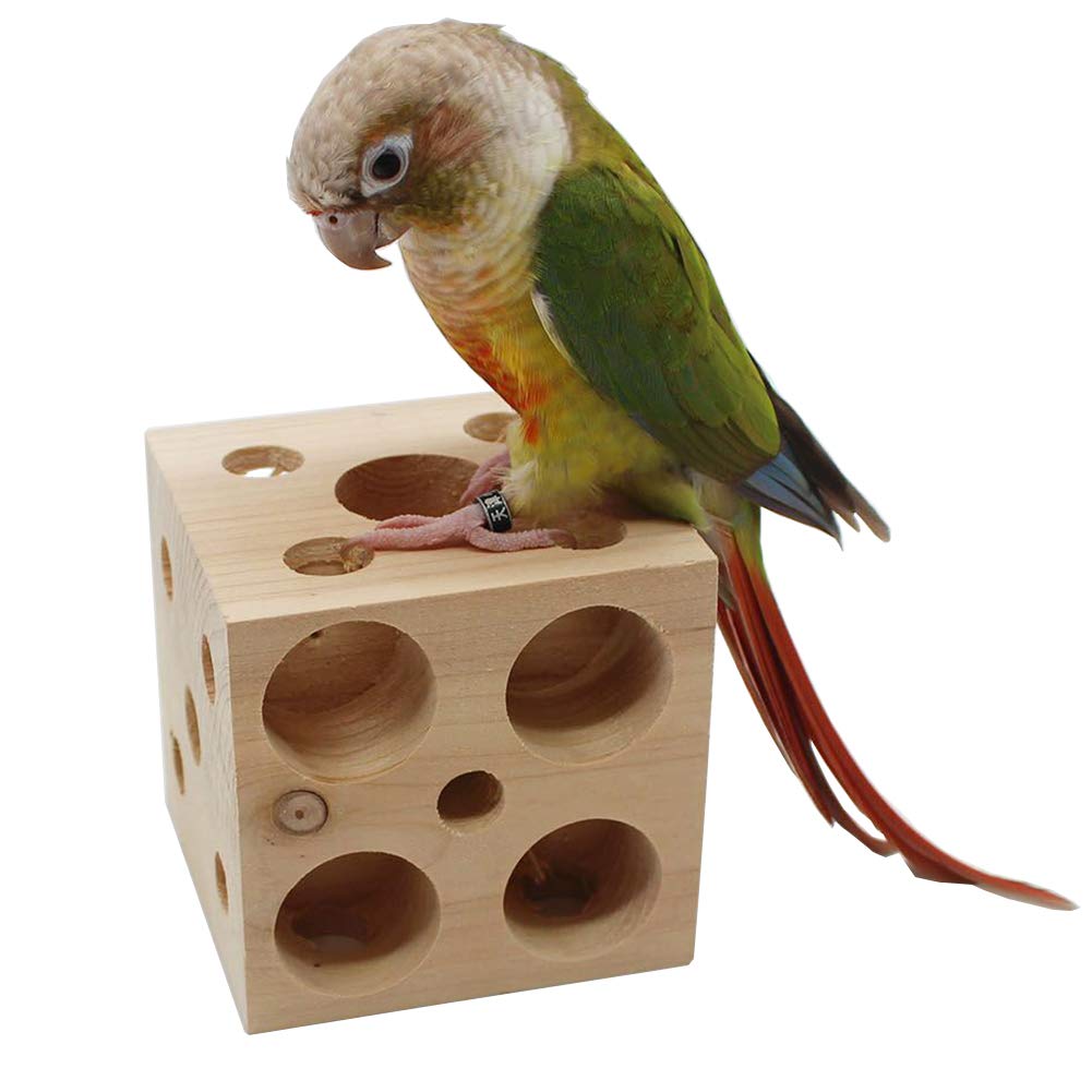 QBLEEV Bird Wooden Block Puzzle Parrot Chicken Foraging Toys, Small Animal Shredding Teething Parakeet Cockatiel Conure Budgie C