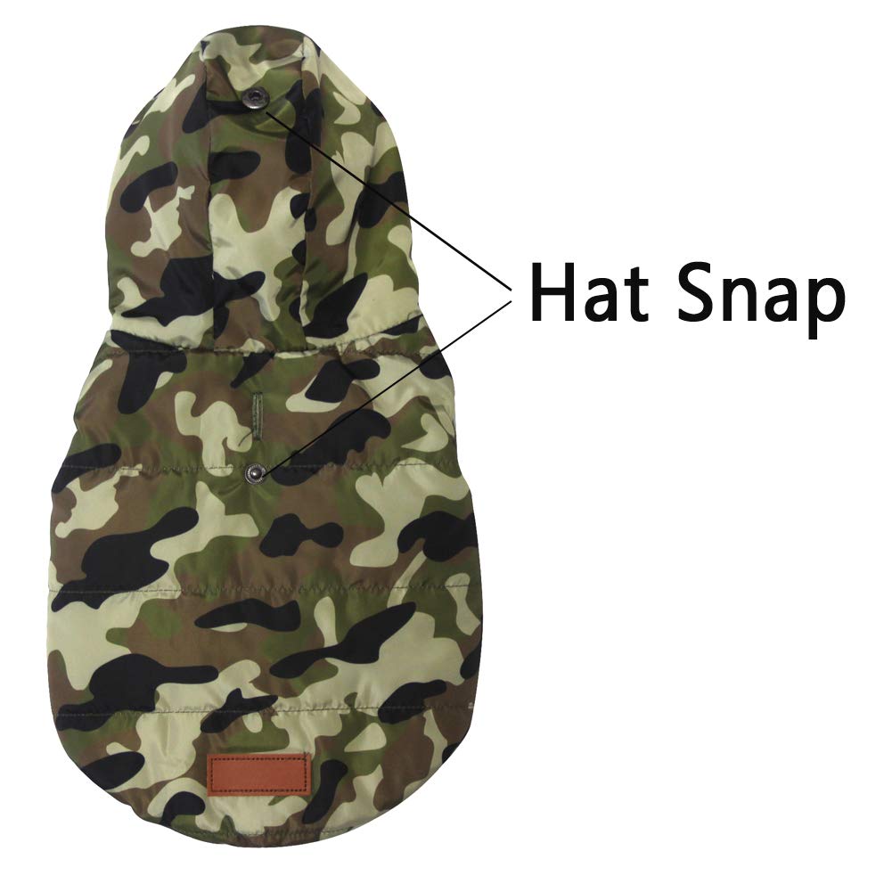 Vecomfy Fleece Lining Extra Warm Dog Hoodie In Winter,Small Dog Jacket Puppy Coats With Hooded,Green Camo S