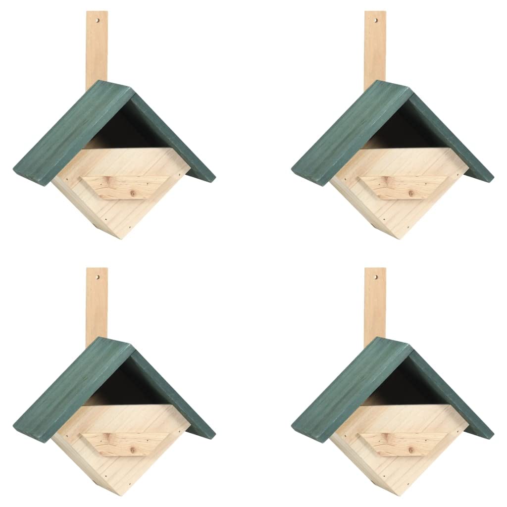 vidaXL Bird House 4 Pcs, Wooden Bird House for Finch Bluebird Cardinal, Nesting Box Birdhouse Bird Cage for Outdoor Wild Bird Watching, Solid Wood Fir