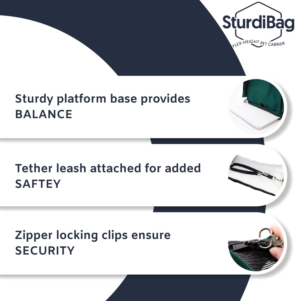 SturdiBag XL Pet Travel Carrier: Flexible Height for Cat and Dog Soft Sided with Safety Clips and Seatbelt Straps | Earthy TAN,