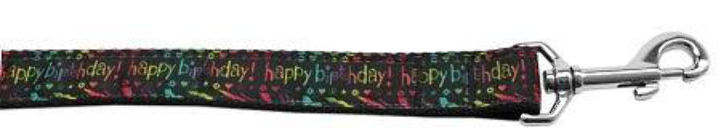 Pet Dog & Cat Nylon Collar or Leash, "Happy Birthday" 1" w x 4 ft. leash