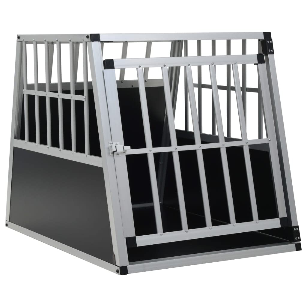 vidaXL Lightweight Dog Cage with Single Door - Safe and Comfortable Aluminium and MDF Dog House for Car Trunks - Silver