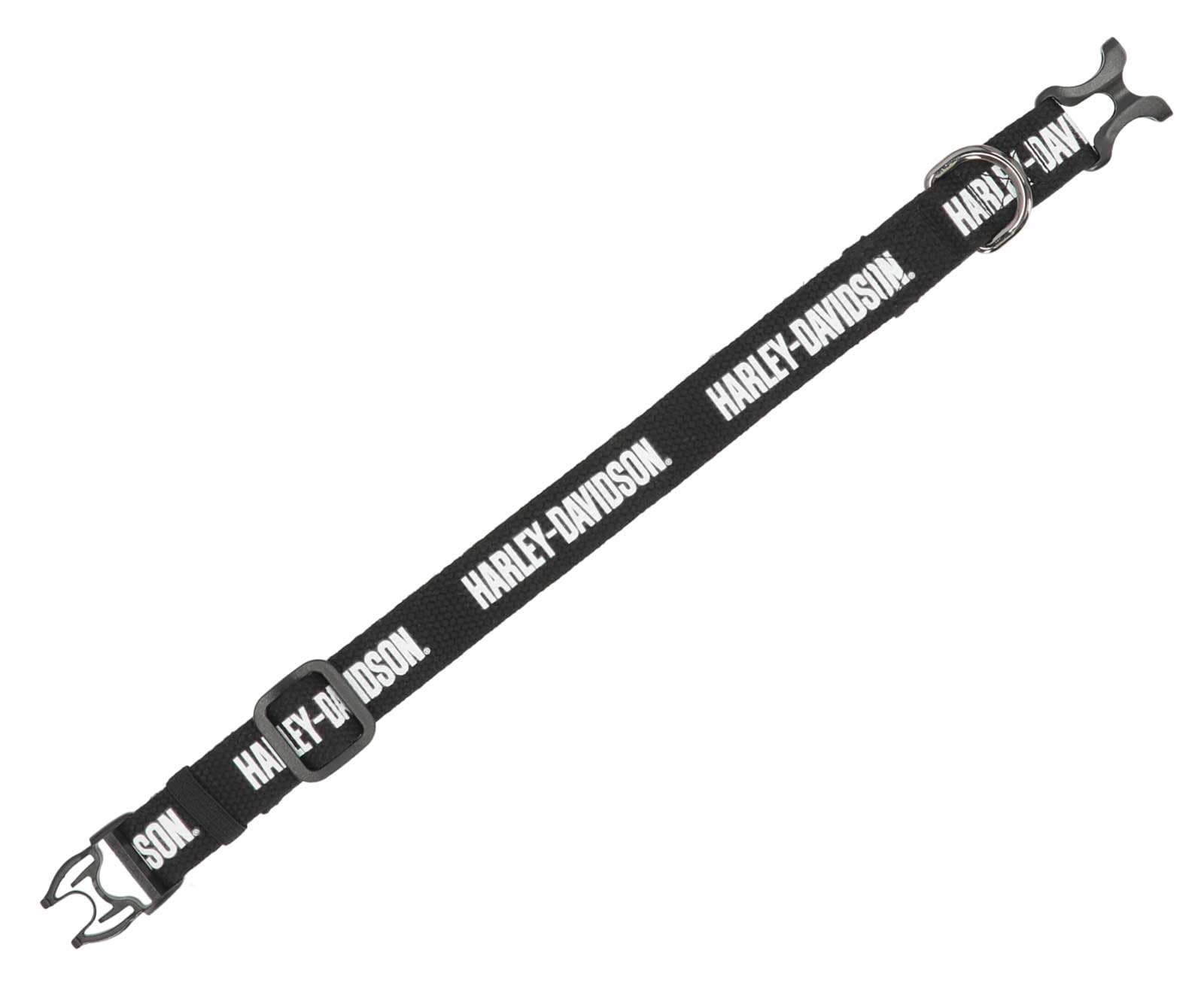 Harley-Davidson Cotton Webbing H-D Text Adjustable Pet Collar - Black/White (M)