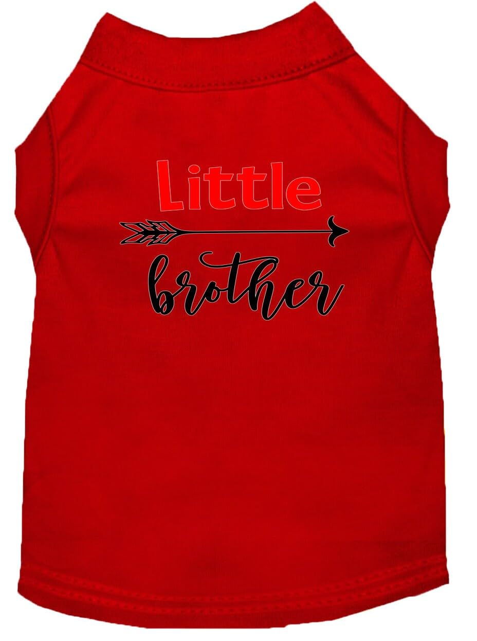 Pet Dog & Cat Shirt Screen Printed, "Little Brother" Red XS (0-3 lbs.)