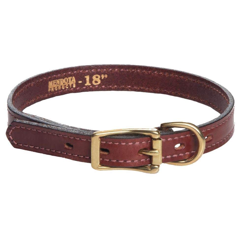 Mendota Pet Leather Standard Collar - Dog Collar - Made In The Usa - Chestnut, 3/4 In X 10 In