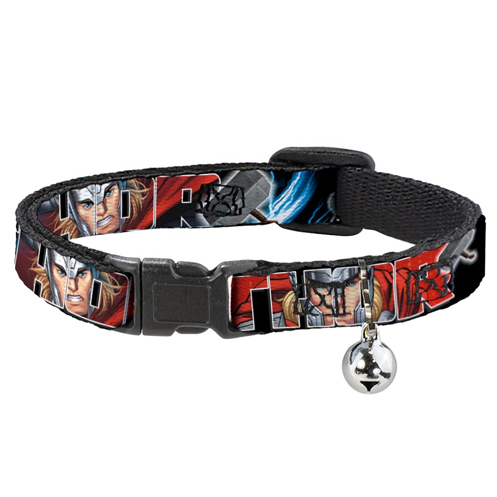 Cat Collar Breakaway Thor Poses Hammer 8 to 12 Inches 0.5 Inch Wide