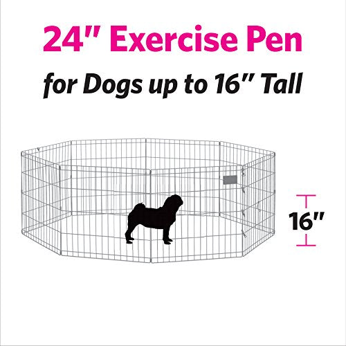 MidWest Homes for Pets Dog Exercise Pen, 24" x 24", Metal Playpen with Door, Pink